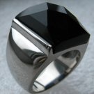 Black Onyx Stainless Steel Ring 7+ Carats Size 9