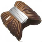 Brown Leather Snap Bracelet with Silver Signet