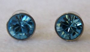 Blue Swarovski Crystal Stainless Steel Earrings