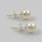 White Round Cultured Pearl Sterling Silver Earrings White Round Cultured Pearl Sterling Silver Earrings