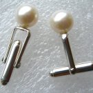 9-9.5mm Ivory Cultured Pearl Cuff Links Sterling Silver