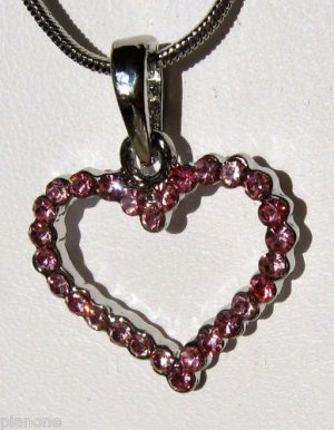 Pink Austrian Crystal Heart Pendant and Necklace