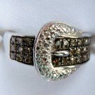 .25 CT Brown Color Diamond Ring - Pave Buckle Design Sz 7 .25 CT Brown Color Diamond Ring - Pave Buckle Design Sz 7