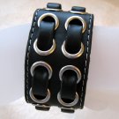 Woven Black Leather and Metal Snap Bracelet Woven Black Leather and Metal Snap Bracelet