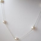 8-9mm White Rice Pearl Sterling Silver Necklace 18" 8-9mm White Rice Pearl Sterling Silver Necklace 18"