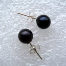 Black Round Cultured Pearl Sterling Silver Earrings Black Round Cultured Pearl Sterling Silver Earrings