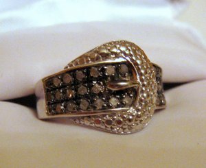 .25 CT Brown Diamond Ring - Buckle Design Size 9