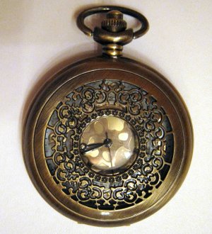 Filigree Copper Plated Pocket Watch with Chain