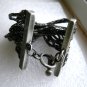 Antiqued Silver Tone Metal Chain Toggle Bracelet 7"