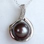 Gray Pearl and Diamond Sterling Silver Pendant