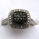 .20 CT Black Diamond Ring - Silver Pave Detail SZ 7 .20 CT Black Diamond Ring - Silver Pave Detail SZ 7