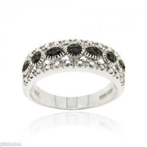 .10 CT Genuine Black Diamond Eternity Ring Sterling Silver .925