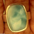 Blue Green Larimar Gemstone Sterling Silver Ring Sz 7&8