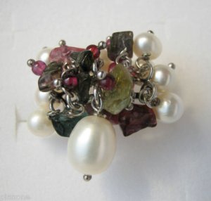 Freshwater Pearl and Gemstone Sterling Silver Ring