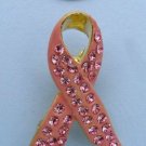 Crystal Breast Cancer Pink Ribbon Brooch