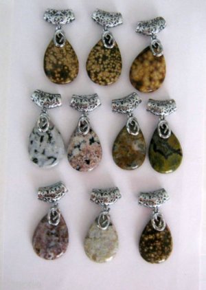 Ocean Jasper Gemstone Teardrop Pendants