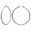 Stainless Steel Round Hoop Earrings 1.25" Long Stainless Steel Round Hoop Earrings 1.25" Long
