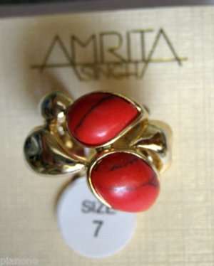 Amrita Singh 18KGP Dark Coral Deauville Ring 6