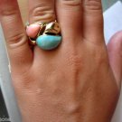 Designer Amrita Singh 18KGP Turq/Coral Deauville Ring
