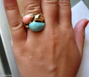 Designer Amrita Singh 18KGP Turq/Coral Deauville Ring