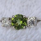 Peridot & CZ Sterling Silver 3-Stone Anniversary Ring Peridot & CZ Sterling Silver 3-Stone Anniversary Ring