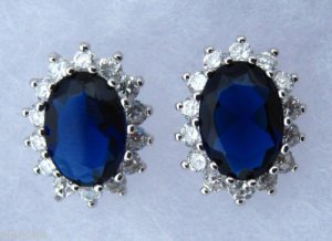Royal Blue & White CZ Earrings