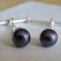 6-7mm Black Cultured Pearl Cuff Links - Sterling Silver