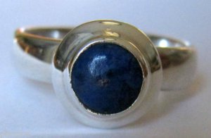 Deep Blue Lapis .925 Silver Ring Round Shape