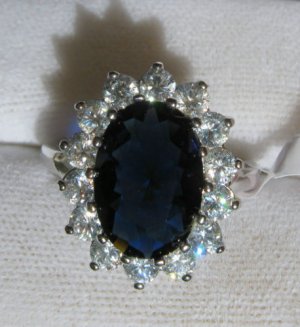 Sapphire Blue & White CZ Royal Engagement Ring Sz 6-9