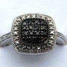 .20 CT Genuine Black Diamond Sterling Silver Cocktail Ring Cushion Shape .20 CT Genuine Black Diamond Sterling Silver Cocktail Ring Cushion Shape