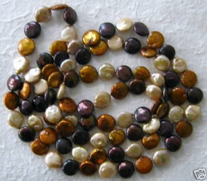 48" Designer Chocolate Brown Freshwater Coin Pearl Necklace