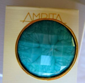 Designer Amrita Singh 18KGP Turquoise 'Jitney' Ring Sz8