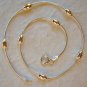 Italy Sterling Silver Oval Bead Ankle Bracelet 9"