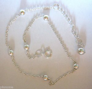 Sterling Silver .925 Bead Ankle Bracelet 9"-10"