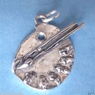 Sterling Silver 925 Painters Palette Charm or Pendant .98" x .59" Sterling Silver 925 Painters Palette Charm or Pendant .98" x .59"