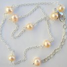 Pink Cultured Pearl & Sterling Silver 10"-12" Tin Cup Anklet Pink Cultured Pearl & Sterling Silver 10"-12" Tin Cup Anklet