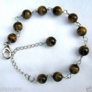 Brown Tiger Eye & Sterling Silver 8"-10" Tin Cup Style Anklet Brown Tiger Eye & Sterling Silver 8"-10" Tin Cup Style Anklet