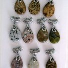 Ocean Jasper Gemstone Teardrop Pendants 1.8" Long Multiple Colors to Select From