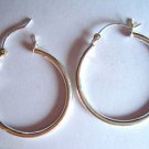 1.10" Sterling Silver .925 Hoop Earrings 2mm Tube Saddleback Clasps 1.10" Sterling Silver .925 Hoop Earrings 2mm Tube Saddleback Clasps