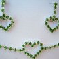 Emerald Green Crystal Heart 12-14" Necklace and Green Crystal Heart Earrings Set