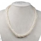 10-Row Handmade White Rice Seed Pearl Necklace 16-18" GP Sterling Silver Clasp 10-Row Handmade White Rice Seed Pearl Necklace 16-18" GP Sterling Silver Clasp
