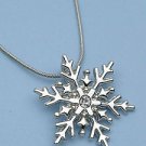 Snowflake Pendant Silvertone with White Crystal and 17" Snake Chain Necklace Snowflake Pendant Silvertone with White Crystal and 17" Snake Chain Necklace