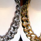 Chunky Acrylic Chain Necklace 1.3" Links Gold or Gunmetal 18" plus Extender
