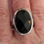 15ct Oval Faceted Black Onyx Stainless Steel Ring
