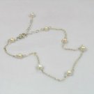 Cultured Pearl & Sterling Silver 12"-14" Tin Cup Anklet