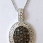 .30 CT Champagne Brown Diamond Sterling Silver Pendant - Oval Shape