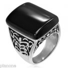 Black Agate Ornate Stainless Steel Ring Size 11 Black Agate Ornate Stainless Steel Ring Size 11