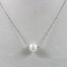 8-9mm White Cultured Pearl Solitaire Necklace - .925