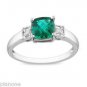 1.04ct Created Emerald and Diamond Sterling Silver Ring