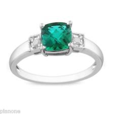 1.04ct Created Emerald and Diamond Sterling Silver Ring